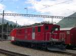 Abgestellt im Bahnhof Andermatt steht am 12.07.2005 die HGe 4/4 I Nr.