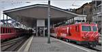 R832 aus Andermatt mit der HGe 4/4 104  Furka  ist in Disentis eingetroffen. (02.12.2019)