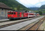 MGB - Deh 4/4 96 mit Regio nach Andermatt im Bahnhof Realp am 26.07.2026