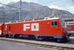 MGB exFO - HGe 4/4II 104 Name: FURKA am 01.06.1993 in ANDERMATT - Zahnrad-LOKOMOTIVE - bernahme 10.09.1986 - SLM5282/BBC - 1836 KW - Gewicht 64,00t - LP 14,78m - zulssige Geschwindigkeit 90/Z30