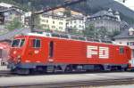 MGB exFO - HGe 4/4II 107 Name: GRIMSEL am 06.06.1993 in DISENTIS - Zahnrad-LOKOMOTIVE - bernahme 26.07.1989 - SLM5393/BBC - 1836 KW - Gewicht 64,00t - LP 14,78m - zulssige Geschwindigkeit 90/Z30