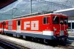 FO - Deh 4/4II 92  REALP  am 01.06.1993 in ANDERMATT - ZAHNRAD-GEPCKTRIEBWAGEN - Baujahr 1979 - SLM5148 - 1032 KW - Gewicht 49,50t - LP 15,50m - zulssige Geschwindigkeit 60/z30 km/h - Zughakenlast 75t bei 110 Promille - 56t bei 179 Promille. Hinweis: Die Bauserie besteht aus den Triebwagen 91 bis 96.
