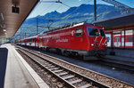 HGe 4/4 101  'Ville de Sion/Sitten  steht mit dem R 856 nach Disentis/Mustér, abfahrtbereit im Bahnhof Andermatt.