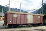 MGB exBVZ - Gak-v 2441 am 20.05.1993 in Visp - Gedeckter Gterwagen 4-achsig mit 1 offenen Plattform - Baujahr 1890 - SIG - Gewicht 11,80t - Ladegewicht 10,00t - LP 11,10m - zulssige Geschwindigkeit