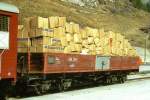 MGB exBVZ - Eak 2542 am 08.10.1996 in Zermatt - Niederbordwagen 4-achsig mit 1 offenen Plattform - Baujahr 1890 - SIG6481 - Gewicht 8,40t - Ladegewicht 10,00t - LP 11,10m - zulssige Geschwindigkeit