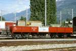 MGB exBVZ - Eak 2545 am 24.05.1997 in Visp - Niederbordwagen 4-achsig mit 1 offenen Plattform - Baujahr 1898 - SIG8267/ACMV1364 - Gewicht 8,40t - Ladegewicht 10,00t - LP 11,10m - zulssige