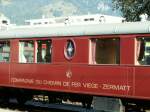 MGB,ehem.Visp-Zermatt Bahn.Wagenbeschriftung des AB 2121(1er Glacier-Express 1930) Landquart 10.10.05