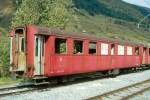 FO - B 4163 am 11.10.96 in ULRICHEN - einziger noch existierender Vierachs-PERSONENWAGEN - Baujahr 1914 - SIG/SWS/FO - Gewicht 15,20t - LP 14,90m - 50 Sitzpltze - zulssige Geschwindigkeit km/h 65 -