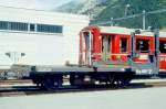 FO - Kkp 4651 am 25.08.1996 in ANDERMATT - SCHIENENTRANSPORTENDWAGEN - 1 offene Plattform - Baujahr 1914 - LYON/FO - Gewicht 6,40t - Zuladung 10,00t - LP 7,40m - zulssige Geschwindigkeit km/h 60 -