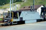 FO - Fd 4854s am 25.08.1996 in ANDERMATT - SCHOTTERWAGEN - 1 offene Plattform - Baujahr 1976 - SWP - Gewicht 8,40t - Zuladung 15,00t - LP 8,91m - zulssige Geschwindigkeit km/h 65/55 - 1=10.04.1995