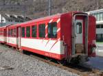 MGB - Personenwagen 2 Kl. B 2273 im MGB Bahnhof Brig am 16.02.2016