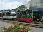 Die kleine, 1900 gebaute und bei der Ferrovie Padane eingesetzte Lok G 2/2 N° 4 bei der B-C in Blonay.
9. Juni 2017