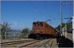 50 Jahre Blonay Chamby - MEGA BERNINA FESTIVAL: Die Bernina Bahn (BB) Ge 4/4 81 (ex Ge 6/6 81 bzw. ab Ge 4/4 81) erreicht mit dem B-C Zug 8107E von Blonay kommend den Bahnhof Chamby. Das zugeschnittene Bild entstand vom MOB  Bahnsteig  aus, du zeigt neben der ankommende Lok auch die Aussicht Richtung Lavaux.
8. Sept. 2018 