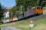 JAHRESRÜCKBLICK 2018
von Walter Ruetsch
Serie Nr. 3
50 JAHRE BLONAY-CHAMBY
Chemin de fer-musée
Vom Anfang bis zum Ende der Saison 2018 feierte die Blonay-Chamby-Bahn sein 50 jähriges Bestehen mit einem sehr interessanten und abwechslungsreichen Programm.
Ge 4/4 81 ausserhalb der heimischen Geleisen bei Chamby unterwegs nach Montreux.
