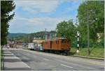 Für den B-C Klassiker in Blonay eignet sich natürlich auch die Blonay-Chamby Bahn Bernina Bahn Ge 4/4 81, hier bei der Ausfahrt nach Chamby bei der Vorbeifahrt am Ausfahrsignal, einer