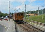 Die Bernina Bahn Ge 4/4 81 der Blonay-Chamby Bahn wartet in Blonay auf die Abfahrt nach Chaulin. 

16. August 2020