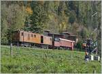  La DER de la Saison!  (Saisonabschlussfeier der Blonay-Chamby Bahn 2022) - Ein seltenes Ereignis: Die Bernina Bahn RhB Ge 4/4 81 der Blonay-Chamby Bahn ist mit der Dampfschnee Schleuder X rot d 1052