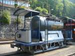 BC - Diensttriebwagen Xe 2/2  1 ( ex Strassenbahn Biel / Bienne Anschrift auf dieser Seite in Franzsisch, Andere Seite auf Deutsch) im Bahnhofsareal von Chamby am 09.09.2007