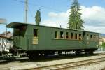 BC Museumsbahn - ex RB ABCD4 15 am 19.05.1997 in Blonay - 1./2./3.Klasse Personenwagen mit Gepckabteil 4-achsig mit 2 offenen Plattformen - Baujahr 1895 - De Dietrich - Gewicht 15,40t - 4/9/22 Sitzpltze - LP 12,50m - zulssige Geschwindigkeit 40 km/h - Lebenslauf: ex RB ABCD4 15 - 1968 an BC ABCD4 15
