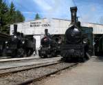 Gste und Einheimische im vertrauten zusammensein:
G 2x 2/2 105, G 3/3 8 Echallens 1910(Gastlok), G 3/4 1 Rhtia 1889 (Gastlok). 
(03.05.2008)