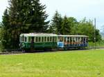 BC - Zug von Blonay nach Chamby mit dem Triebwagen Ce 2/2 12 (ex LJB) und dem Sommerwagen C 21 (ex LCD) am 30.05.2009