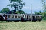 BC Museumsbahn-Extrazug 6524 von Chaulin Weiche nach Blonay am 31.05.1993 bei Chaulin mit Triebwagen exMCM BCFeh 4/4 6 - exMCM BC 10 - exBOB C4 44 - exGF Ge 4/4 75  
