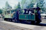 BC Museumsbahn Dampfzug 434 von Chamby nach Chaulin am 31.05.1993 Einfahrt Depot Chaulin mit Dampflok exFP G 2/2 4 - exTN C4 121.