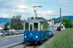 BC Museumsbahn Parade-GmP 28035 von Blonay nach Weiche-(Chaulin) am 23.05.1999 Ausfahrt Blonay mit Triebwagen exTL Ce 2/3 28 - exLLB L 60 - exLLB K 41.