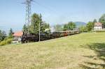 Museumsbahn Blonay-Chamby.Dampfzug mit Dreifachtraktion auf der Bergfahrt.Chamby 07.06.14