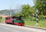 Museumsbahn Blonay-Chamby.Dampftram G2/2 Nr.4  Rimini (1900)mit Wagen bei der Ausfahrt aus der Station Blonay.07.06.14