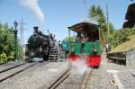 Museumsbahn Blonay-Chamby.Dampflok HG3/4(1913)Nr.3 ex.Brig-Furka-Disentis Bahn(BFD)und Dampftram G2/2 Nr.4  Rimini (1900)Chamby,Depot Chaulin 07.06.14