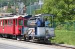 Museumsbahn Blonay-Chamby.Spritzenwagen Xe2/2 Nr.1 ex.Tram Biel(1915)in Blonay.(Ich hoffe man kann verschmerzen,das der Lyrabügel nicht ganz auf dem Bild ist)08.06.14