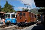 MOB ABDe 8/8 und BOB HGe 3/3 in Chaulin, bei der Blonay-Chamby-Bahn.
13. Sept. 2014