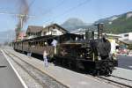 G3/4 208 hat den Dampfzug ber die Flachstrecke von Interlaken nach Meiringen gezogen.