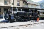 HG 3/3 1067 steht abfahrtbereit in Meiringen; 22.08.2010