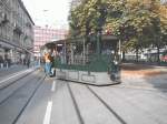 Berner Dampftramway,Die Tram beim Hirschengraben am 13.10.02 beim Einbiegen in die Wallgasse