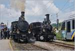 50 Jahre Blonay - Chamby; Mega Steam Festival: Zwei Brünig Bahn Dampflok in Blonay: Rechts die von der Jura Simplon Bahn 1901 beschaffte G 3/3 N° 6, und links die schon mit dem typischen SBB