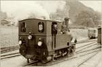 Die RhB G 3/4 N° 1  Rhätia  von 1889 während ihrer Zeit bei der Blonay Chamby Museums Bahn in Blonay (1970-1988).