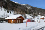Der Bahnhof Oberwald der DFB (Dampfbahn Furka-Bergstrecke) befindet sich im Winterschlaf. Oberwald, 13.02.2026