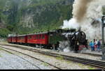 DFB - HG 4/4  708 vor Personenzug im Bahnhof Gletsch am 26.07.2026
