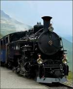 Die Dampflok F.O.4 der DFB hat am 01.08.08 die Haltestelle Furka erreicht und wird spter ihre Reise nach Gletsch fortsetzen.