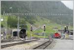 Bahnhof Oberwald, Ausgangspunkt des Autoverlades durch den gut 15km langen Furkabasistunnel und der dampfbetriebenen alten Bergstrecke.