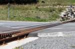 Die versenkbare Zahnstange beim DFB Bahnbergang in Oberwald im eingefahrenen Zustand.28.08.11    