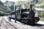 DFB Dampfzug mit Lok HG 2/3  Breithorn  Nr.7 beim Wasserfassen in Gletsch.28.08.11