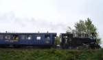 Zahnraddampflok HG 3/4 4 mit Personenwagen am Dampflokfest der RhB in Untervaz am 29.10.2006