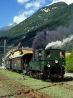 FM Dampfextrazug 3213 fr GRAUBNDEN TOURS von Grono nach Castione vom 29.08.1997 nach Ankunft in der Abstellanlage von Castione-Arbedo mit Dampflok G 3/4 1 - B 2060 - A 1102.