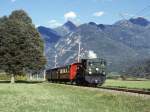 FM Dampfextrazug fr GRAUBNDEN TOURS V3215 von Cama nach Castione-Arbedo vom 29.08.1997 bei San Vittore mit Dampflok G 3/4 1 - B 21 - A 1102 - B 2060.
