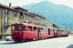 SEFT Museumszug 6 von Castione-Arbedo nach Cama am 02.09.1995 in Castione-Arbedo mit RhB BDe 4/4 491- AB ABe 4/4 42.