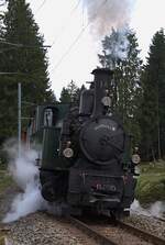 CJ Chemins fer du Jura La Traction: G 3/4 14  Madlaina  (SLM 1902, ex RhB, ex Dampflok-Verein Appenzellerbahnen) + J 316 + WR 777 + BR 779, Zug Bollement-Saignelégier, private Veranstaltung mit