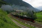 Dampflok-Spektakel am Gotthard: Pacific 01 202 und 01 150 donnern am 27.06.2015 die Gotthard-Nordrampe hinauf und passieren die Wattinger-Kurve.